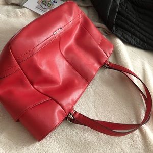 Coach raspberry leather tote. Fun, great size!